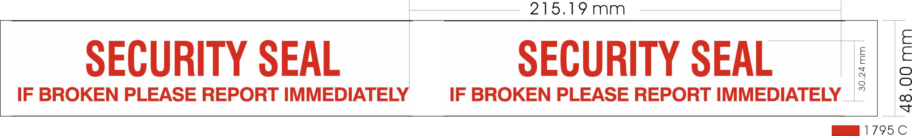 50mm x 66m Clear Vinyl Tape Printed "SECURITY SEAL. REPORT IF SEAL IS BROKEN" **