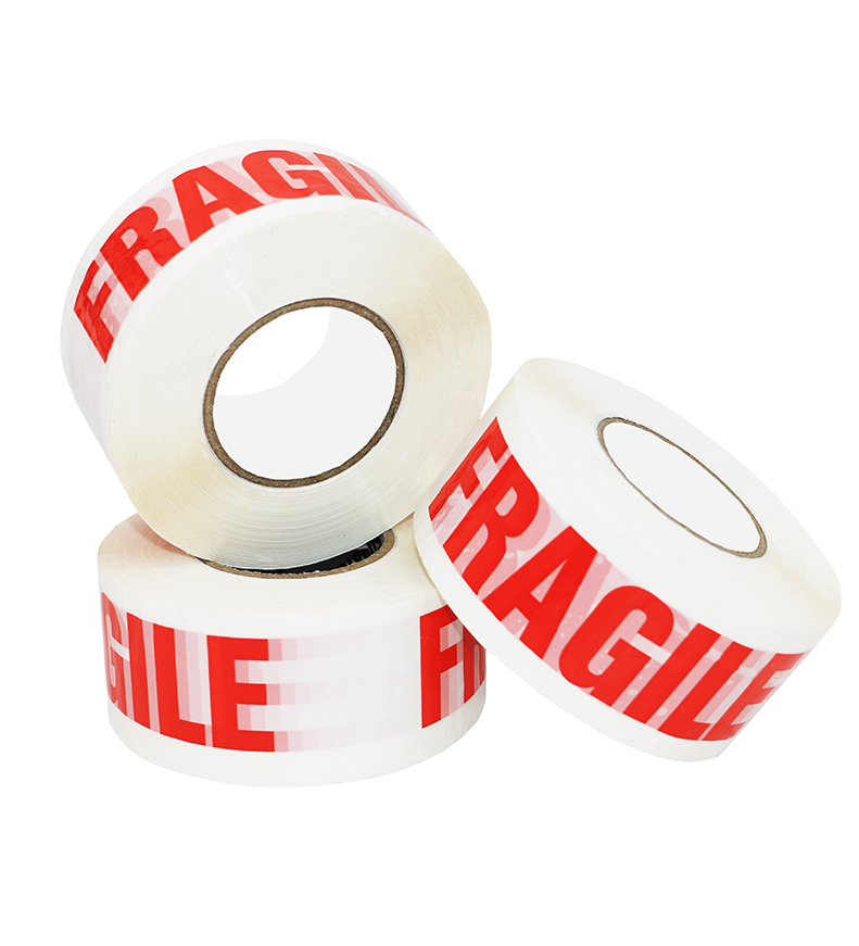 50mm x 66m White Vinyl Tape Printed "FRAGILE" **