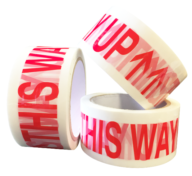 50mm x 66m White Vinyl Tape Printed "THIS WAY UP" **