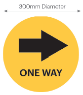 Circular Floor&Pavement Stickers 300mm Dia 'One Way - Arrow Right'