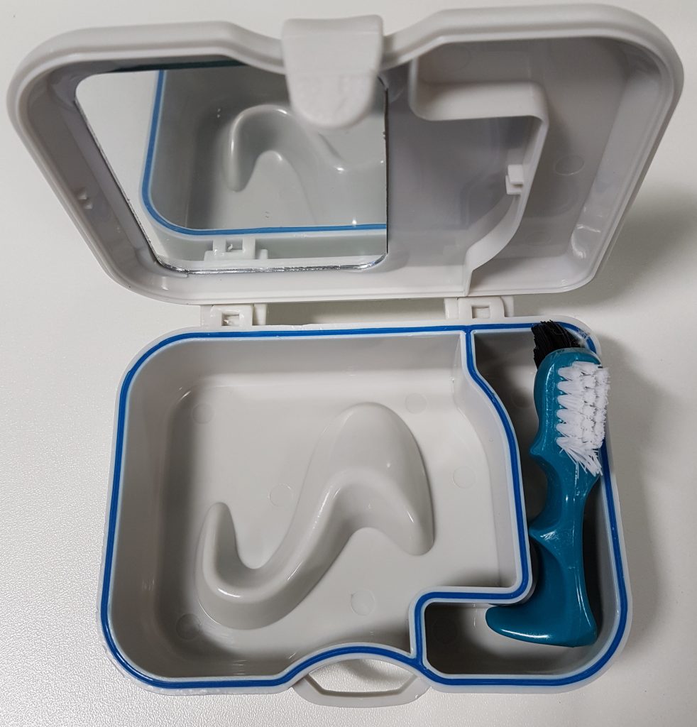 Denture Box With Brush and Mirror 115mm x 84mm x 38mm