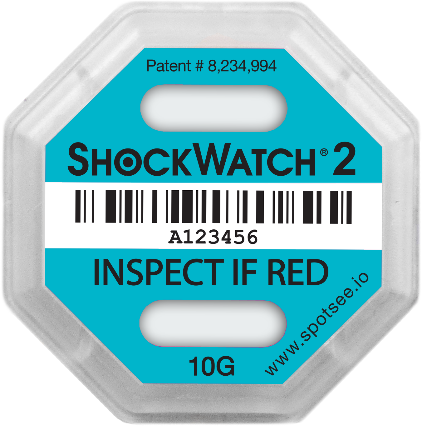 TEAL 10G ShockWatch 2 Incl. Backing Label and Serial No.