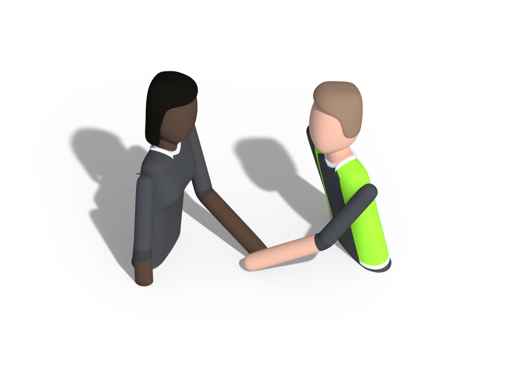2 People shaking hands.