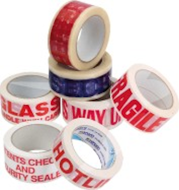 Printed 'GLASS HANDLE WITH CARE' Tape